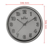 Okrúhle nástenné hodiny sivé, MPM Flynn, 4331.92 Okrúhle nástenné hodiny sivé, MPM Flynn, 4331.92